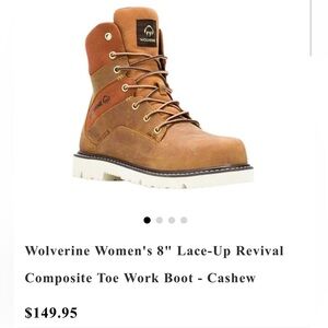 New Womens Wolverine 8” Lace-Up Revival Composite toe work boots